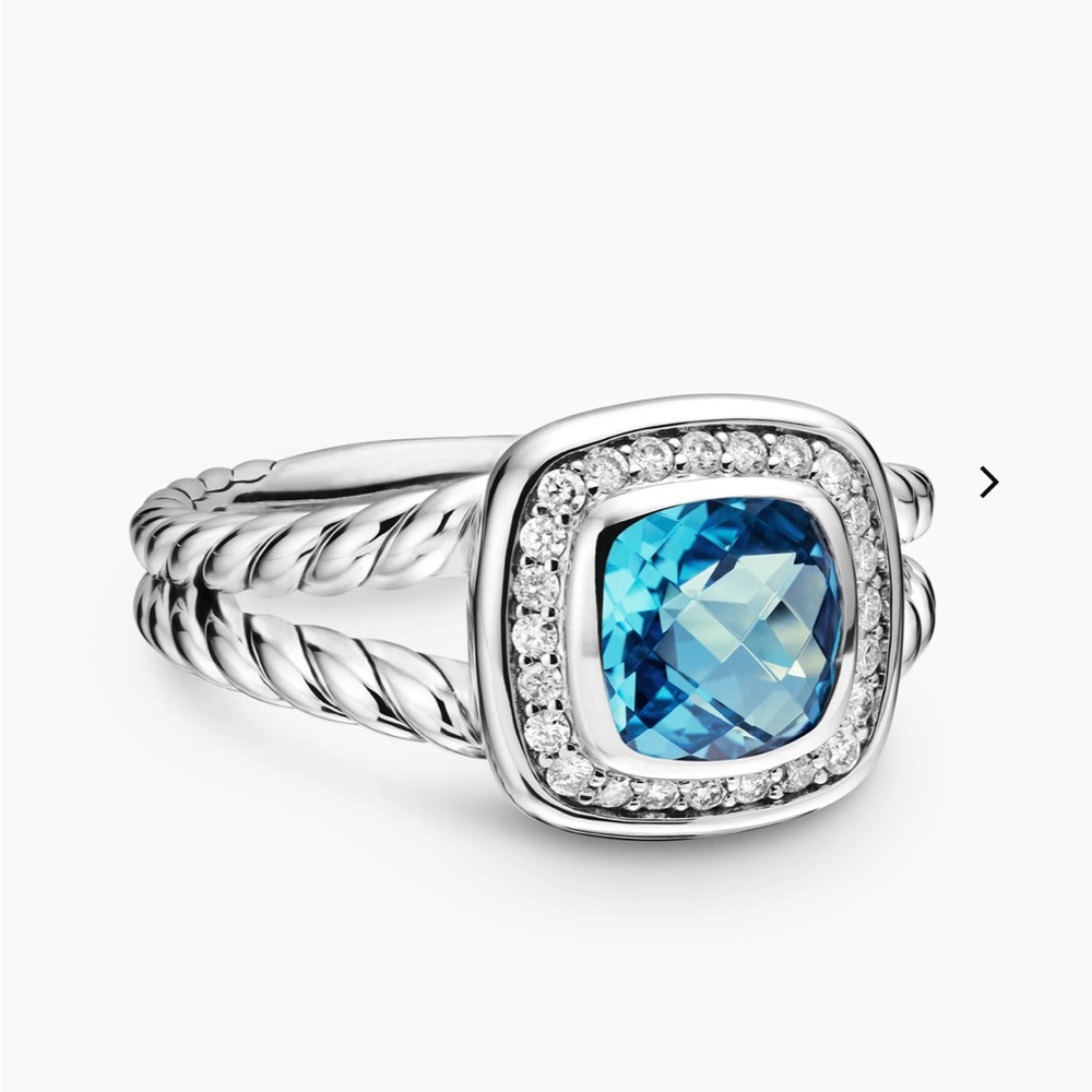 Authentic David Yurman Petite Albion Ring Blue Topaz